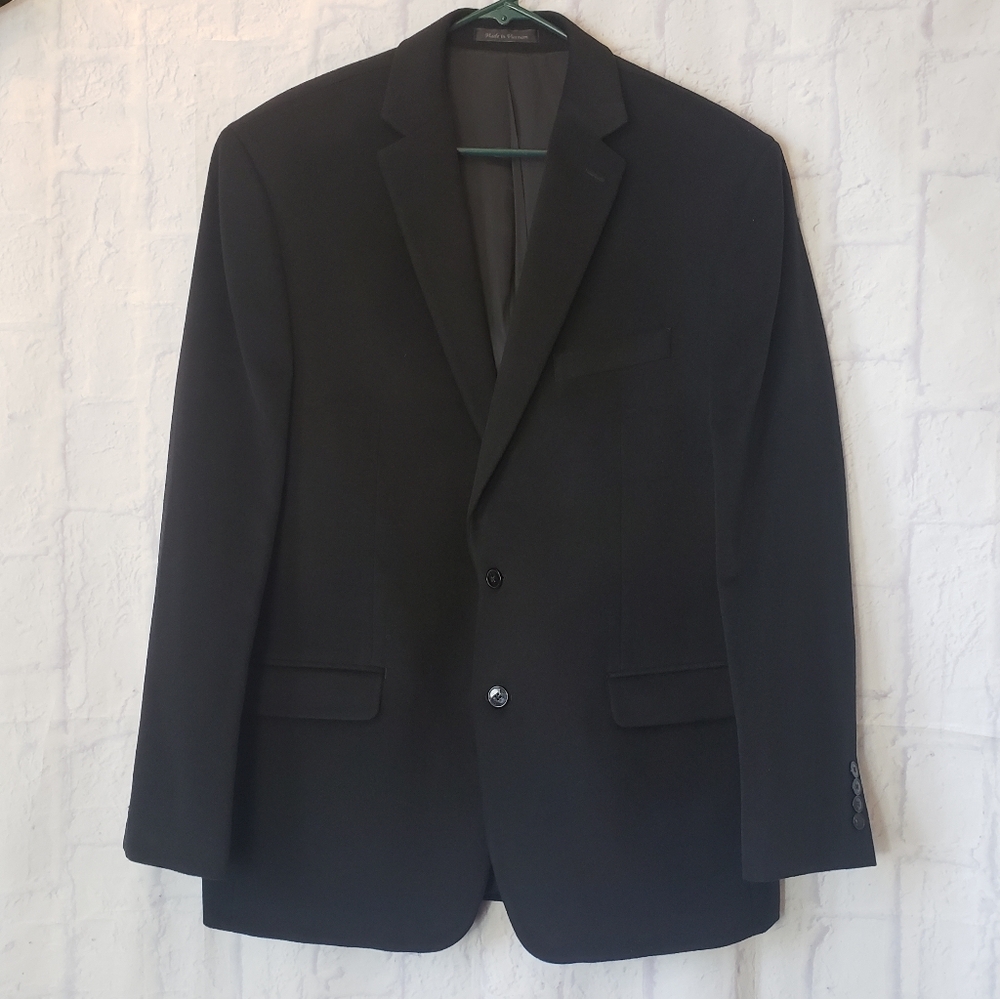 CALVIN KLEIN Black Brushed Microfiber Blazer 42R
